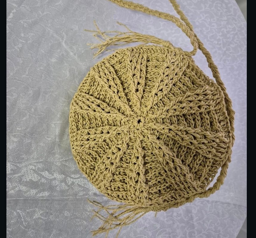 hasır krem Örgü yuvarlak Kadın Çanta - Görsel 2
