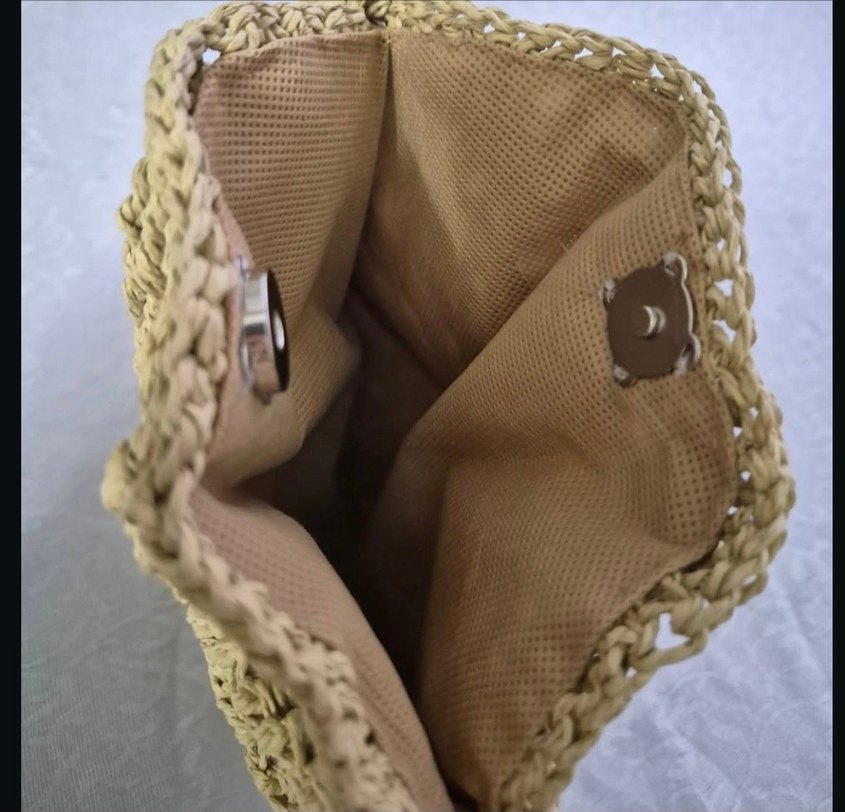 hasır krem Örgü yuvarlak Kadın Çanta - Görsel 3