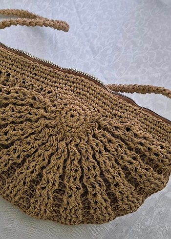 Midye Model Örgü Kadın Çanta hasır renk - Görsel 6