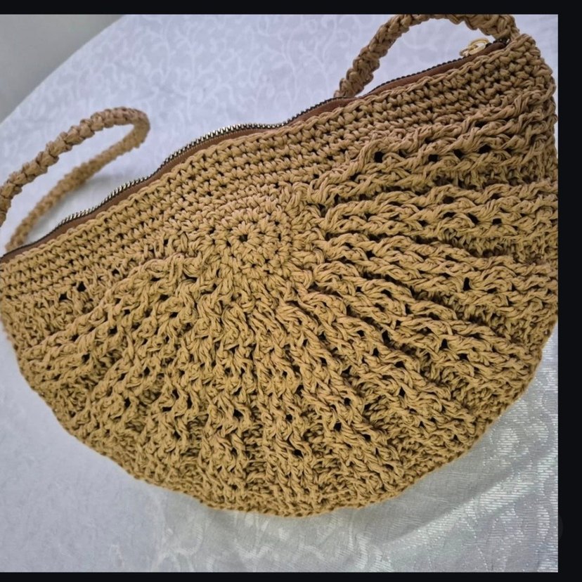 Midye Model Örgü Kadın Çanta hasır renk - Görsel 2