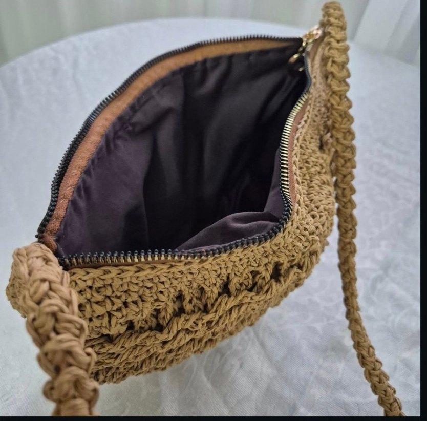 Midye Model Örgü Kadın Çanta hasır renk - Görsel 4