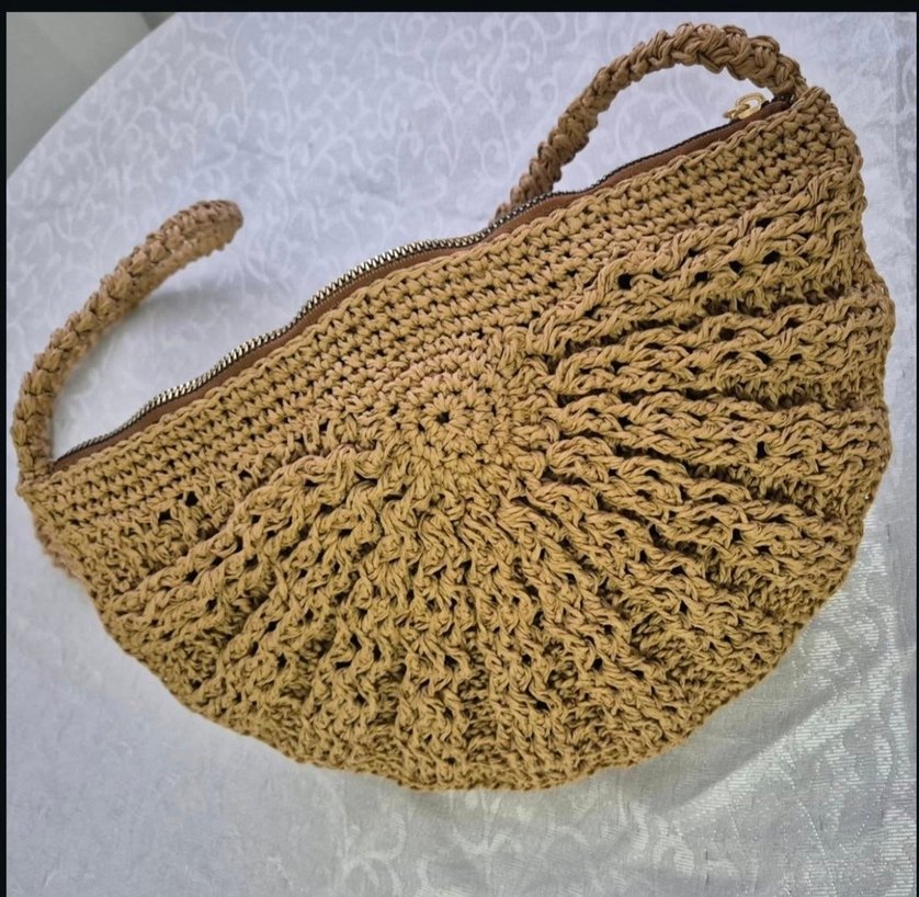 Midye Model Örgü Kadın Çanta hasır renk - Görsel 5