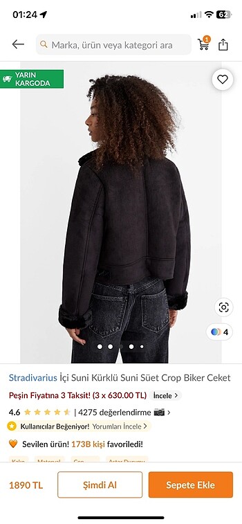m Beden Stradivarius crop biker ceket