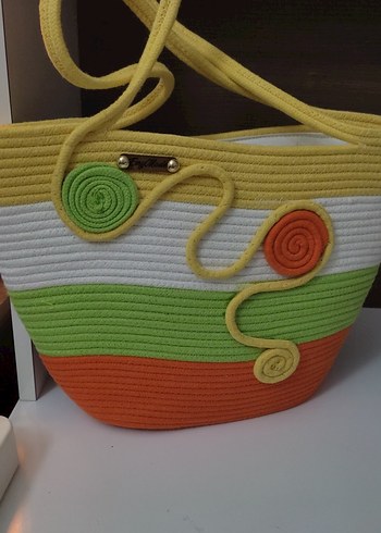 Renkli Örgü Kadın Plaj Çantası - Görsel 8