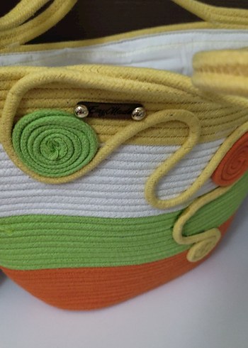 Renkli Örgü Kadın Plaj Çantası - Görsel 7