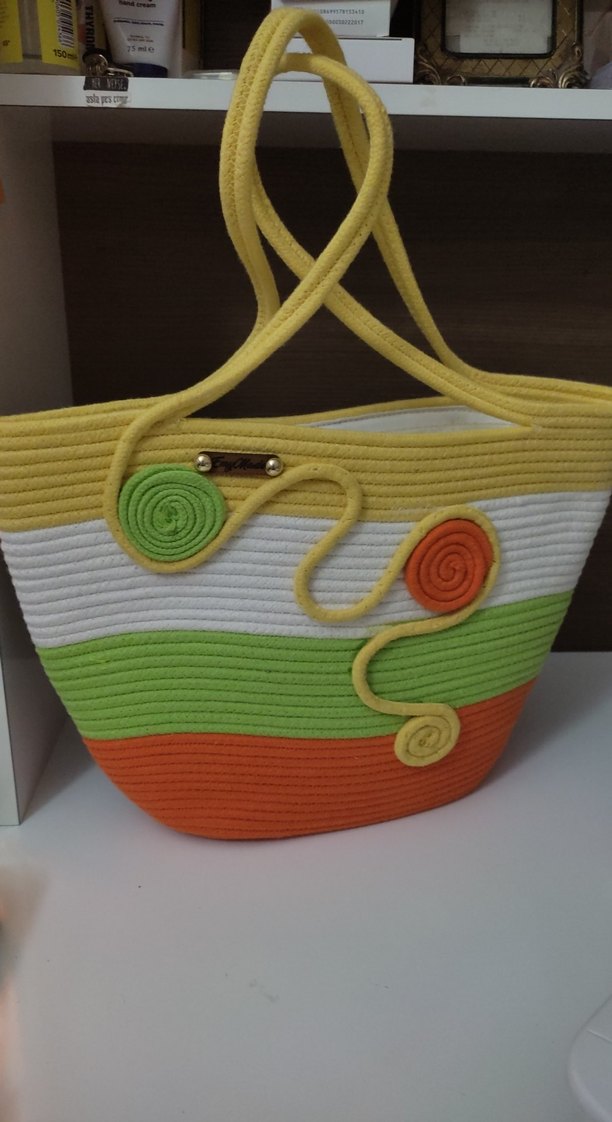 Renkli Örgü Kadın Plaj Çantası - Görsel 2