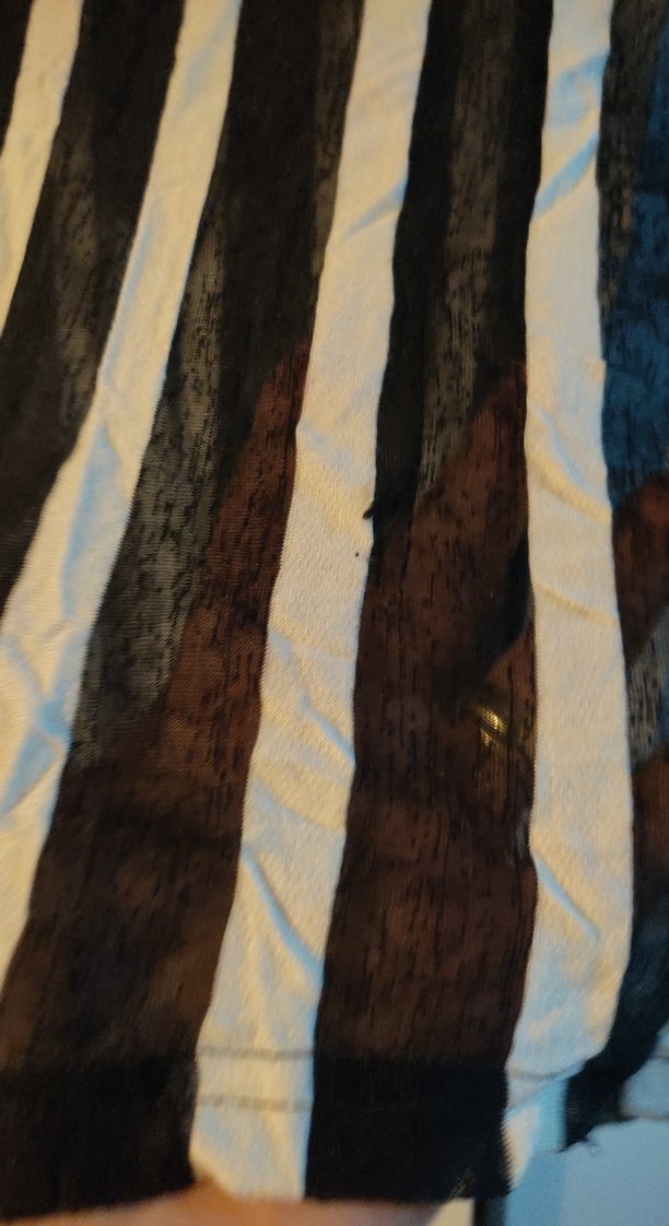 Çizgili, V Yakalı, Kısa Kollu Kadın Bluz şifon - Görsel 3