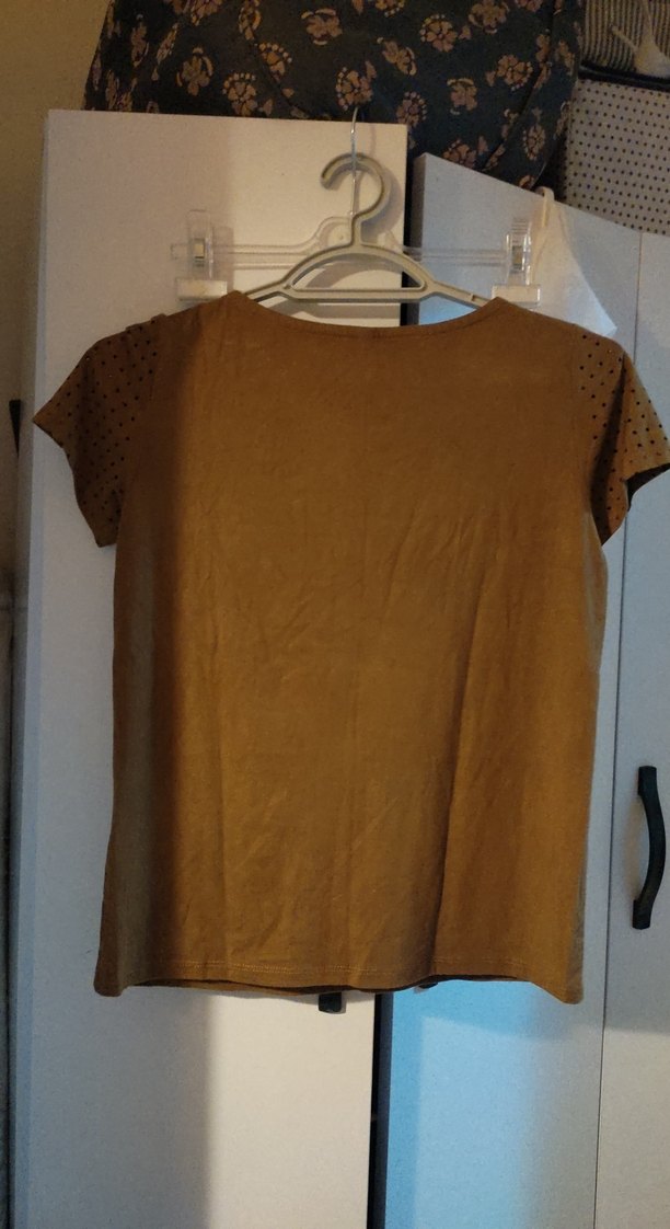 Kısa Kollu Kadın Süet Tişört - Görsel 5