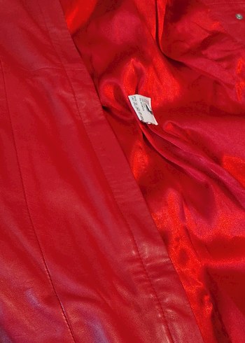 Bordo Uzun Deri Kadın Ceket - Görsel 17