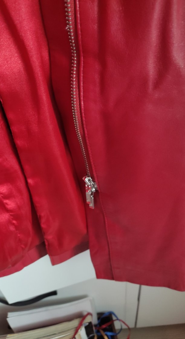 Bordo Uzun Deri Kadın Ceket - Görsel 4