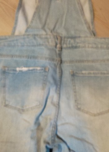 Kadın Mavi Kot Şort Salopet - Görsel 5