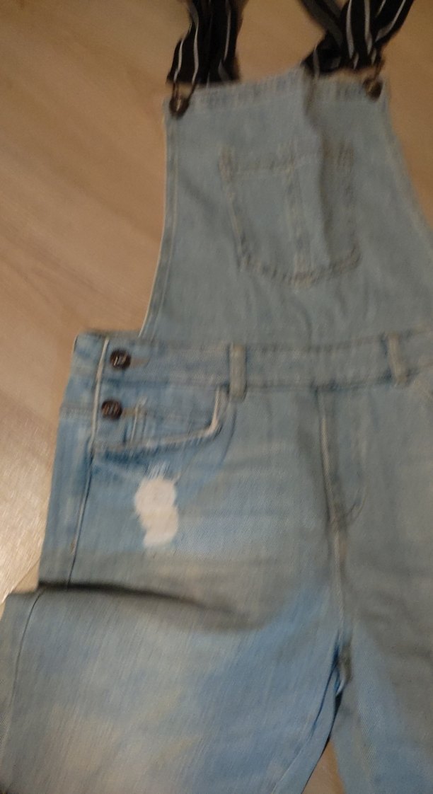 Kadın Mavi Kot Şort Salopet - Görsel 2