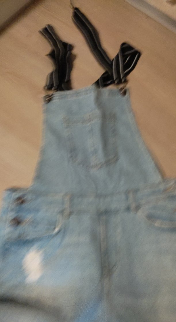 Kadın Mavi Kot Şort Salopet - Görsel 3