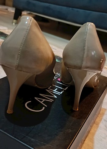 Bej Süet ince Topuklu Kadın Stiletto - Görsel 2