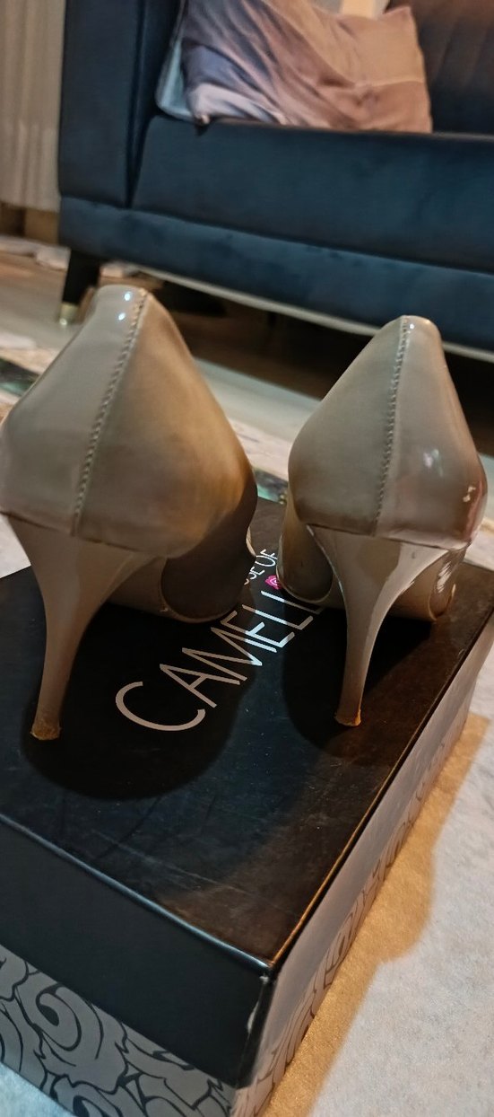 Bej Süet ince Topuklu Kadın Stiletto - Görsel 2