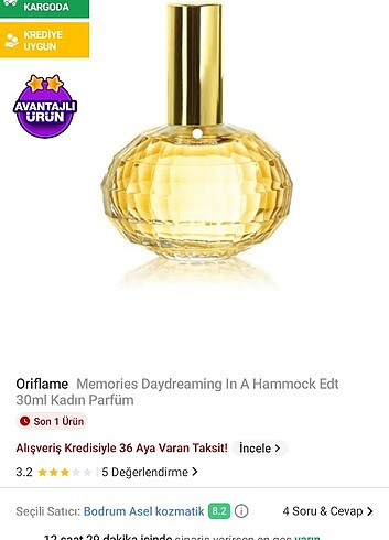  Beden Oriflame Memories Parfüm 