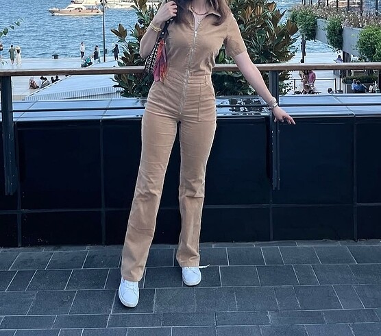 m Beden camel Renk MANGO KADİFE TULUM