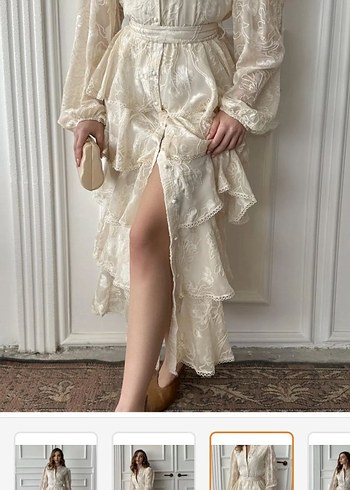 elbise şeritli kat kat volanlı elbise - Görsel 4