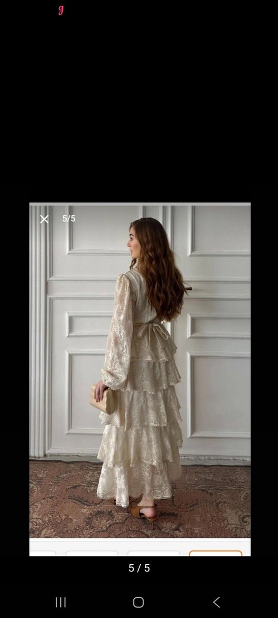 elbise şeritli kat kat volanlı elbise - Görsel 3