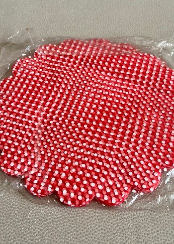 Organze Tül Puantiyeli 22 cm 100 ad Kırmızı - Görsel 3