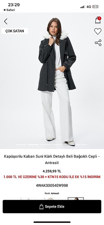 Koton Koton kaban kapüşonlu
