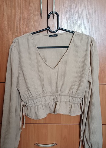 Ambar Krem V Yaka Kadın Bluz - Görsel 2