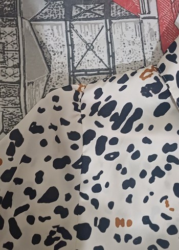 Desenli Uzun Kollu Kadın Saten Gömlek - Görsel 3