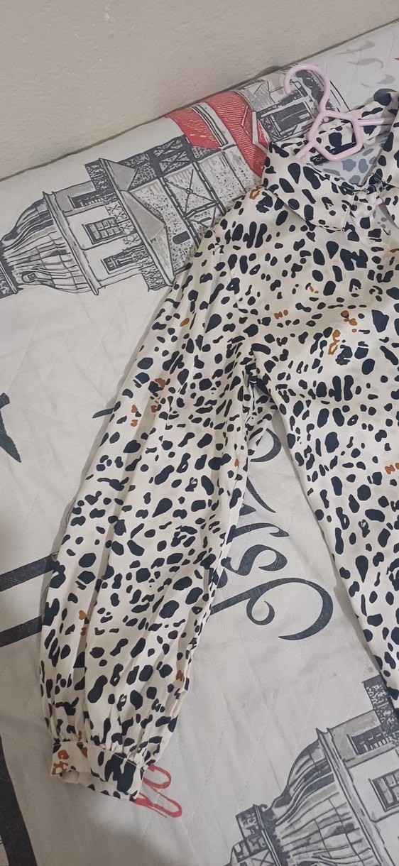 Desenli Uzun Kollu Kadın Saten Gömlek - Görsel 2