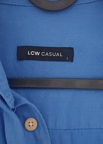 Mavi Düğmeli Uzun Kollu Erkek Keten Gömlek - Görsel 3