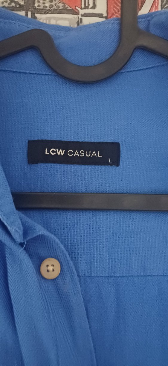 Mavi Düğmeli Uzun Kollu Erkek Keten Gömlek - Görsel 3