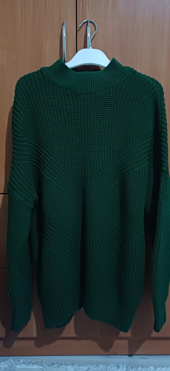 Kadın Koyu Yeşil Triko Kazak - Görsel 2