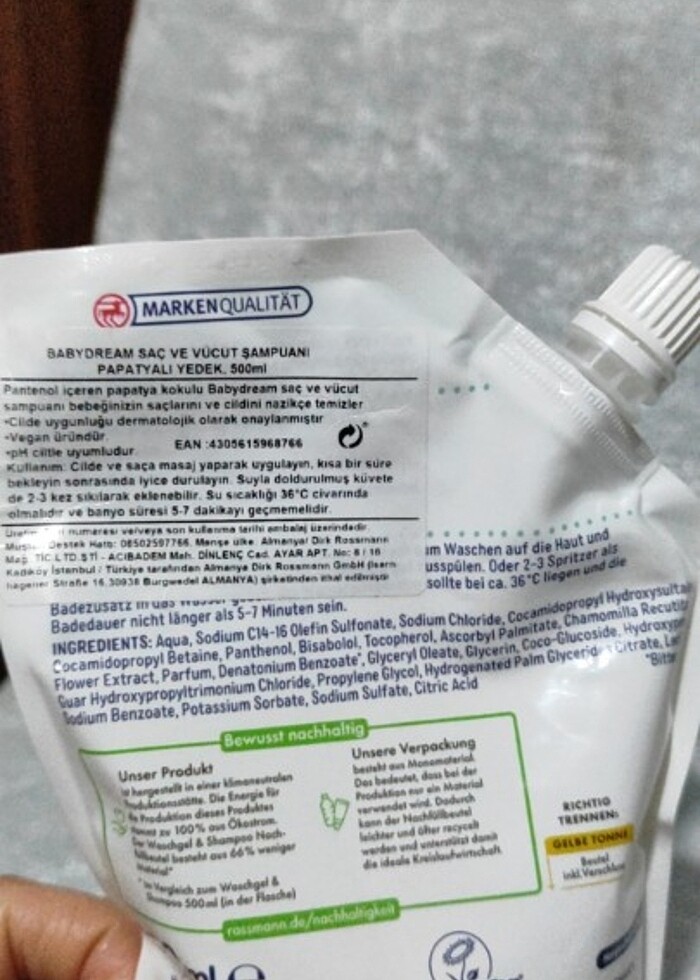 Babydream Saç ve Vücut Şampuanı Yedek Paket - Görsel 3