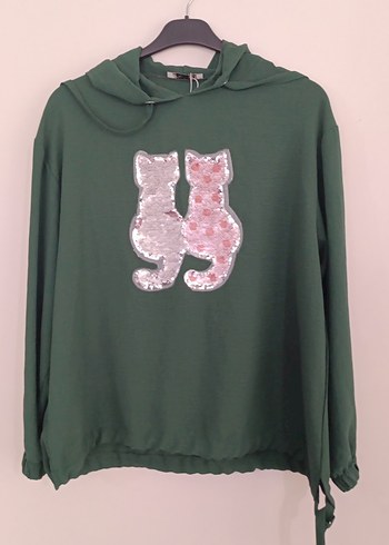 Diğer Kapüşonlu Yeşil Mini Sweatshirt