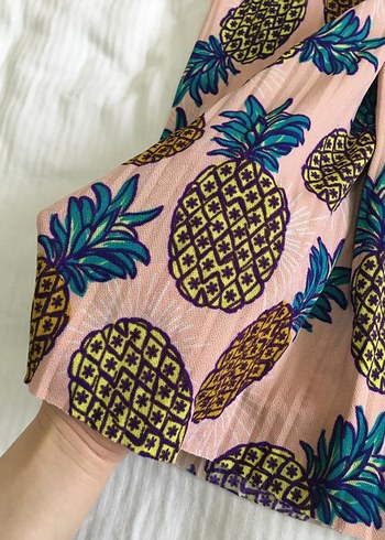 s Beden Renkli Ananas Desenli Piliseli Uzun Etek