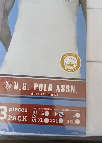 U.S Polo Assn. Erkek Beyaz Baskılı Atlet 3'lü Paket U.S. Polo Assn.