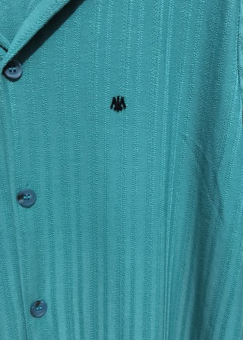 Turkuaz Düğmeli Kısa Kollu Erkek Gömlek - Görsel 4