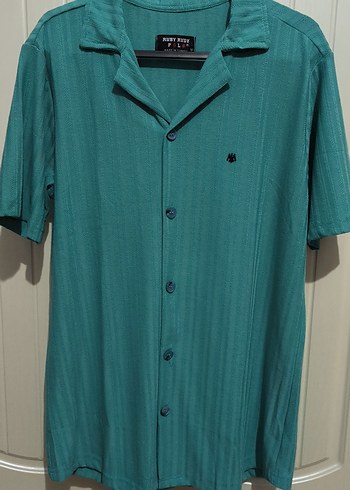 Turkuaz Düğmeli Kısa Kollu Erkek Gömlek - Görsel 5