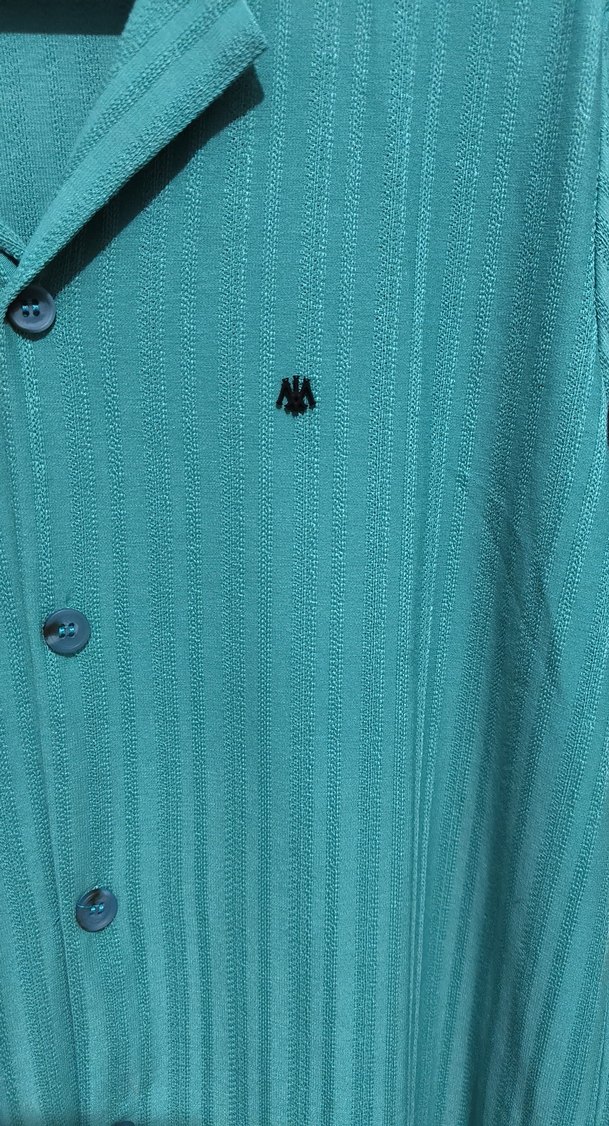 Turkuaz Düğmeli Kısa Kollu Erkek Gömlek - Görsel 4
