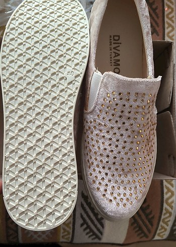 Açık kahve Kadın kadife Taşlı Dolgu Topuk Sneakers - Görsel 5