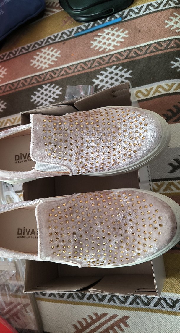 Açık kahve Kadın kadife Taşlı Dolgu Topuk Sneakers - Görsel 3