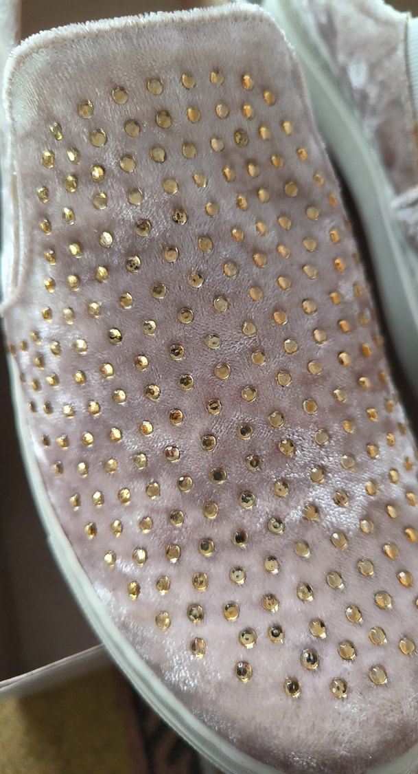 Açık kahve Kadın kadife Taşlı Dolgu Topuk Sneakers - Görsel 2