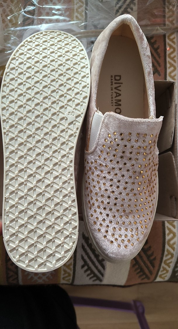 Açık kahve Kadın kadife Taşlı Dolgu Topuk Sneakers - Görsel 5