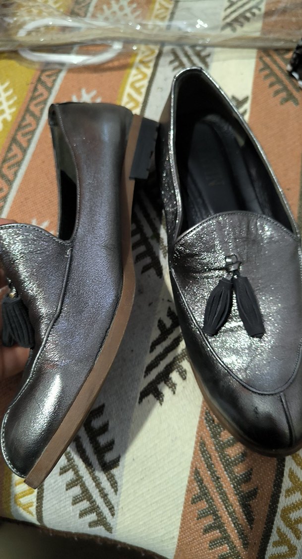 Gri Deri Püsküllü Kadın Oxford Ayakkabı - Görsel 3