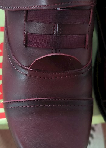 Bordo Deri Kadın Klasik Dolgu Topuk Ayakkabı - Görsel 2