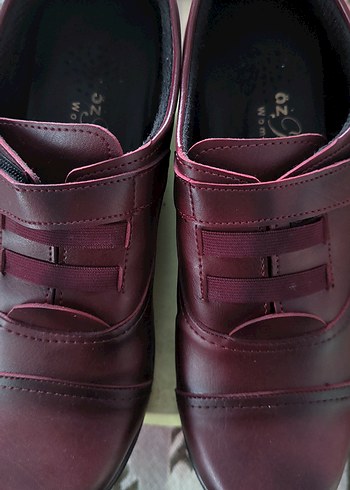 Bordo Deri Kadın Klasik Dolgu Topuk Ayakkabı - Görsel 5