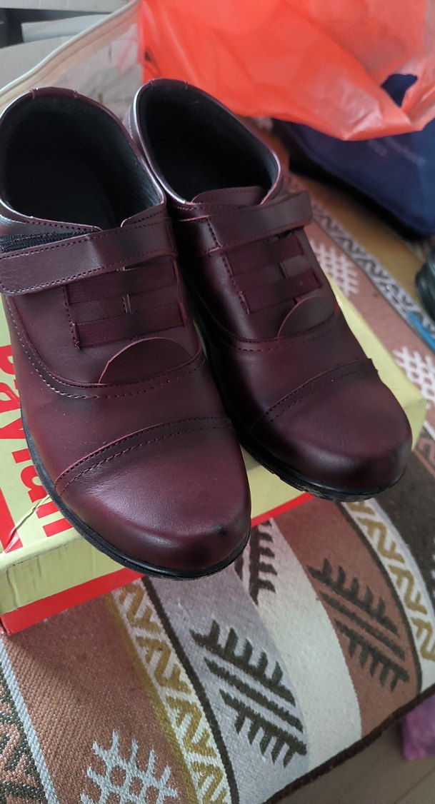 Bordo Deri Kadın Klasik Dolgu Topuk Ayakkabı - Görsel 3