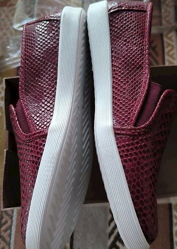 Bordo Yılan Derisi Desenli Platform Kadın Babet - Görsel 6