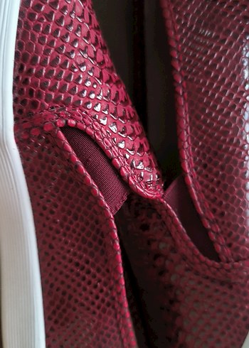 Bordo Yılan Derisi Desenli Platform Kadın Babet - Görsel 10