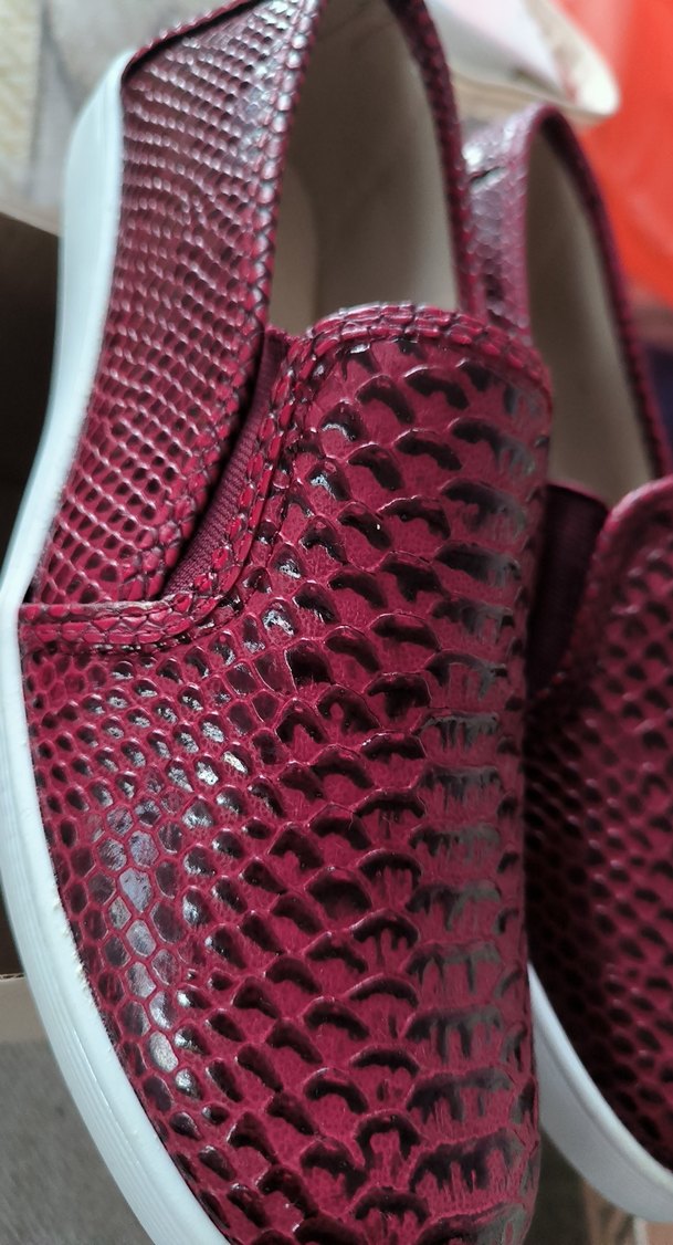 Bordo Yılan Derisi Desenli Platform Kadın Babet - Görsel 3