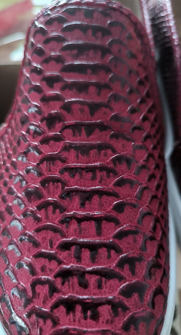 Bordo Yılan Derisi Desenli Platform Kadın Babet - Görsel 4